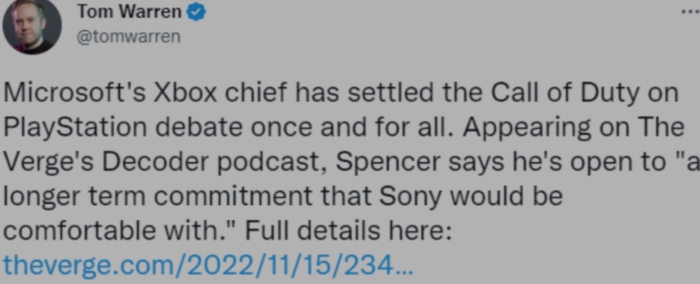 Xbox老大愿意向索尼承诺：COD将长期留在PS平台上