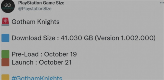 《哥谭骑士》PS5版大小41.GB 10月19日开启预载