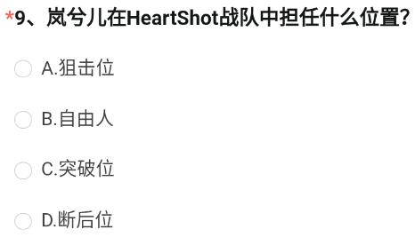 cf手游岚兮儿在HeartShot中担任什么位置